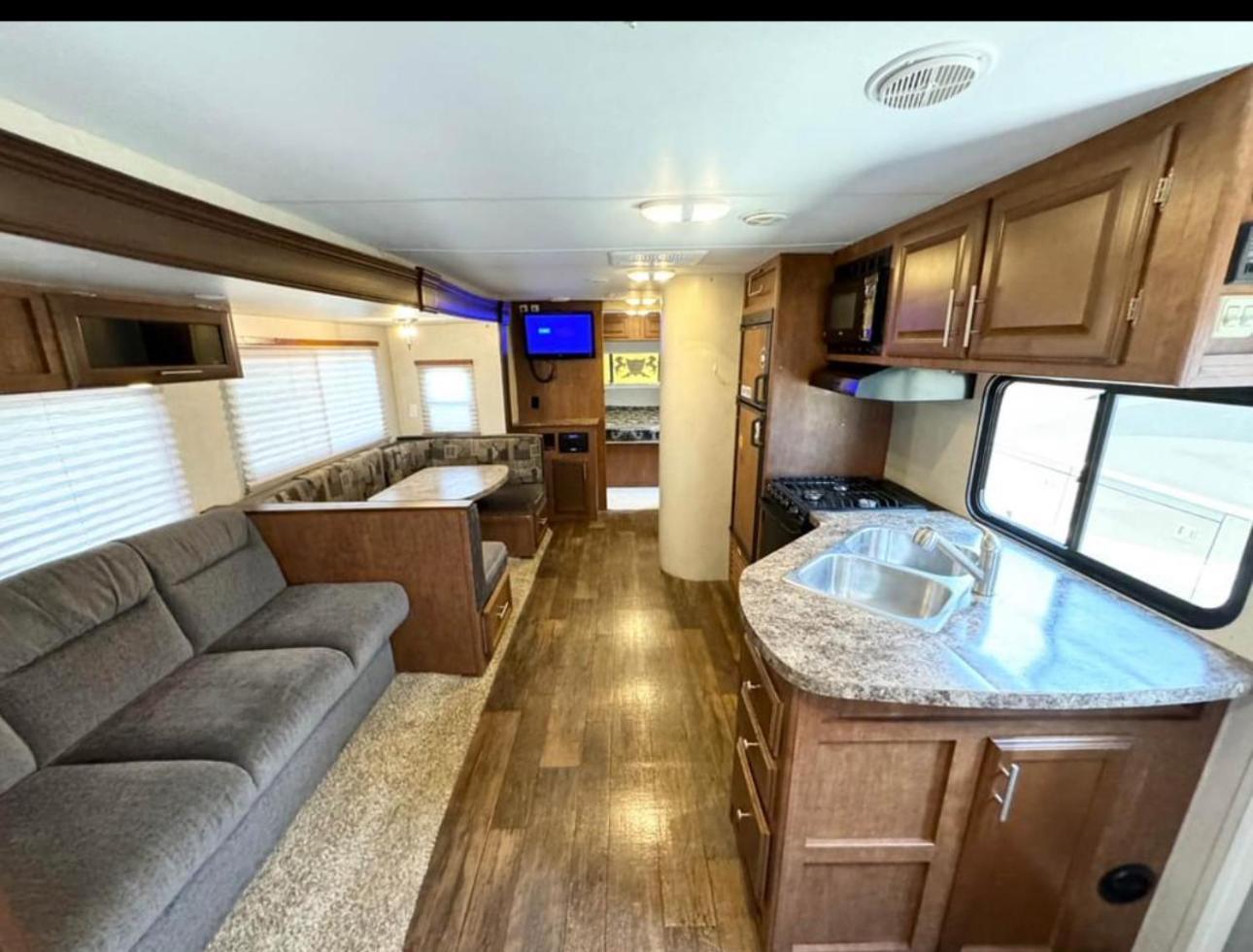 In Modern Rv Trailer Campsite