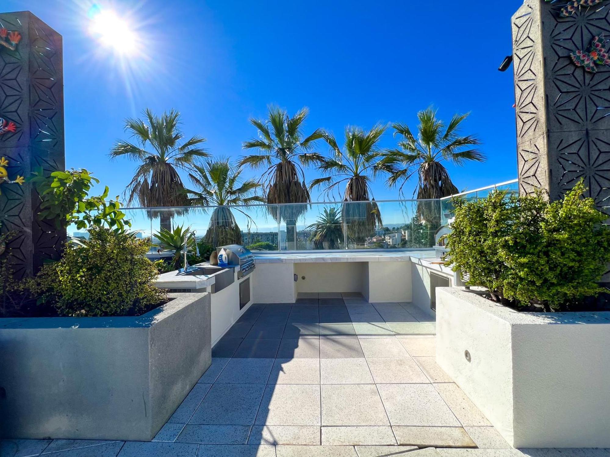 Downtown Angeles Skyline Balcony View Modern Penthouse Los Angeles
