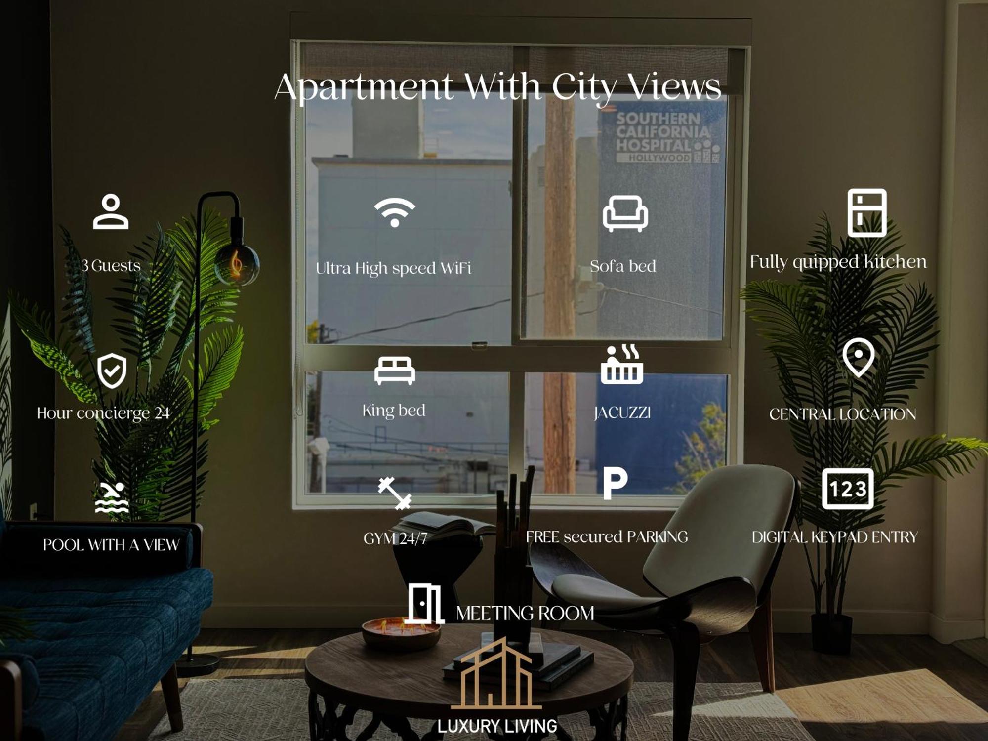 Modern Hollywood Sunset View & Free Parking Apartamento *